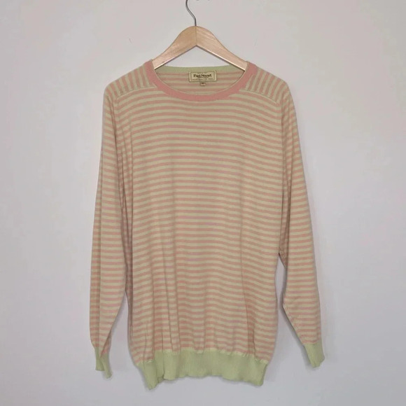 Paul Stuart Cotton Striped Crewneck Sweater luxury preppy layers ultra soft - Picture 9 of 9